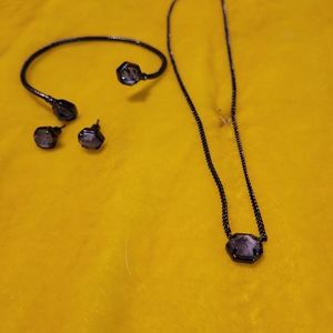 Kendra Scott Gunmetal Mirror Set - Necklace, Bracelet, Studs